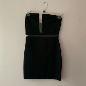 Black strapless cocktail dress